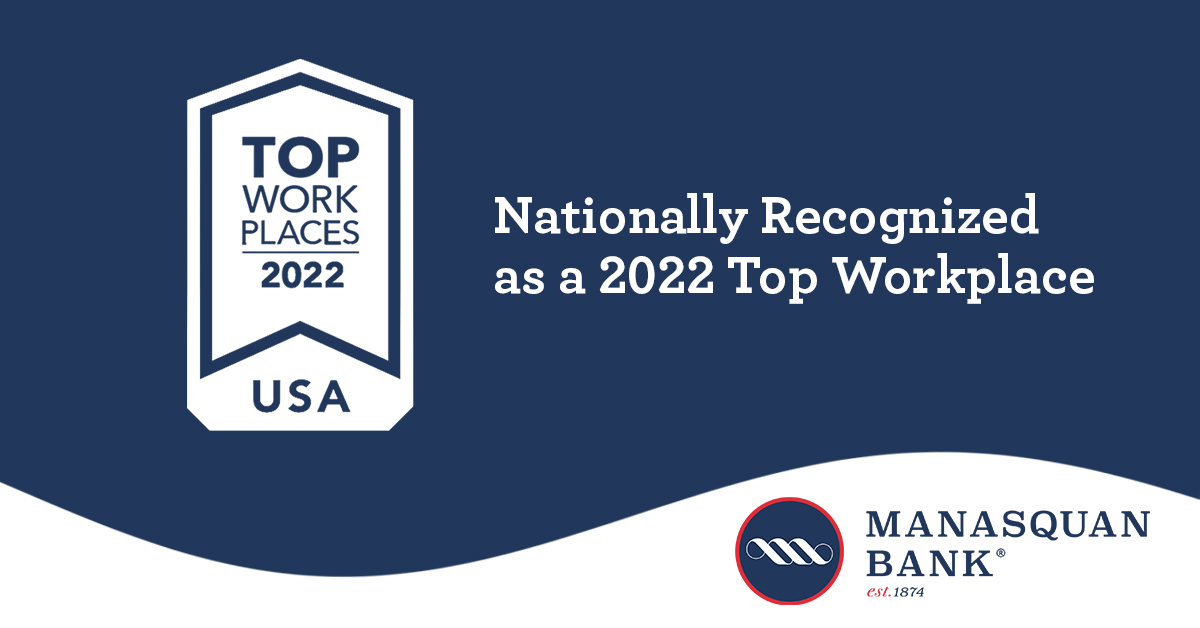 Energage Names Manasquan Bank A Winner of The 2022 Top Workplaces USA