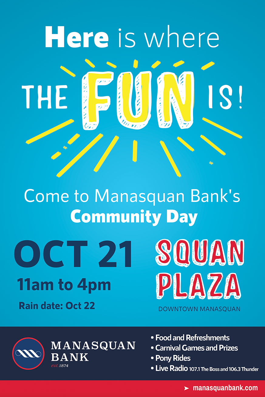 Manasquan Bank to Host 4th Annual Community Day Celebration in Downtown Manasquan Oct. 21 (Rain Date Oct. 22)