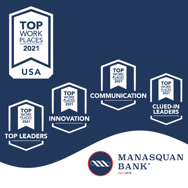 ENERGAGE NAMES MANASQUAN BANK A WINNER OF THE 2021 TOP WORKPLACES USA AWARD